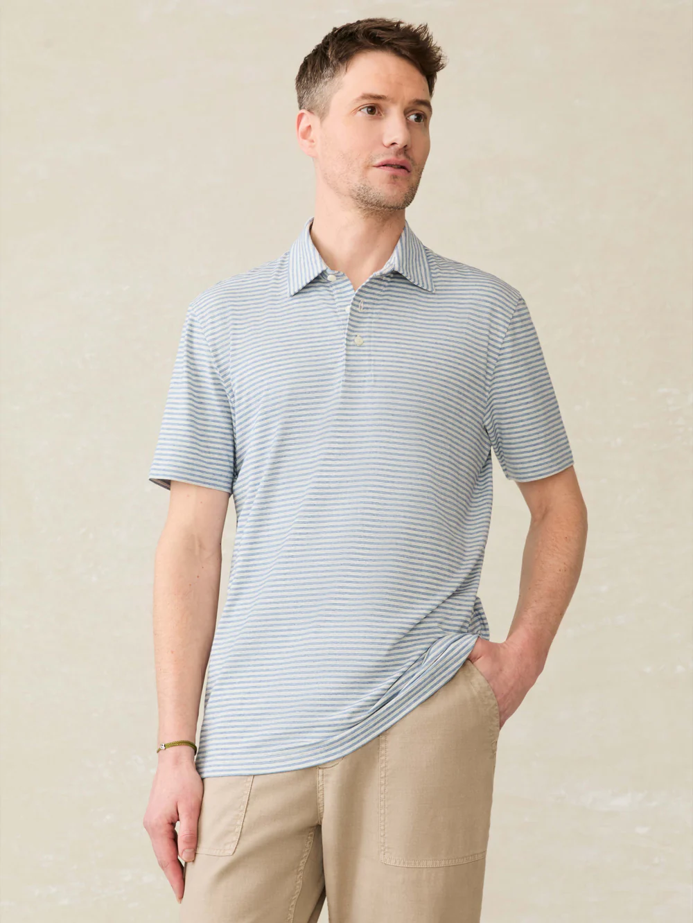Movement Short Sleeve Polo - Long Valley Stripe